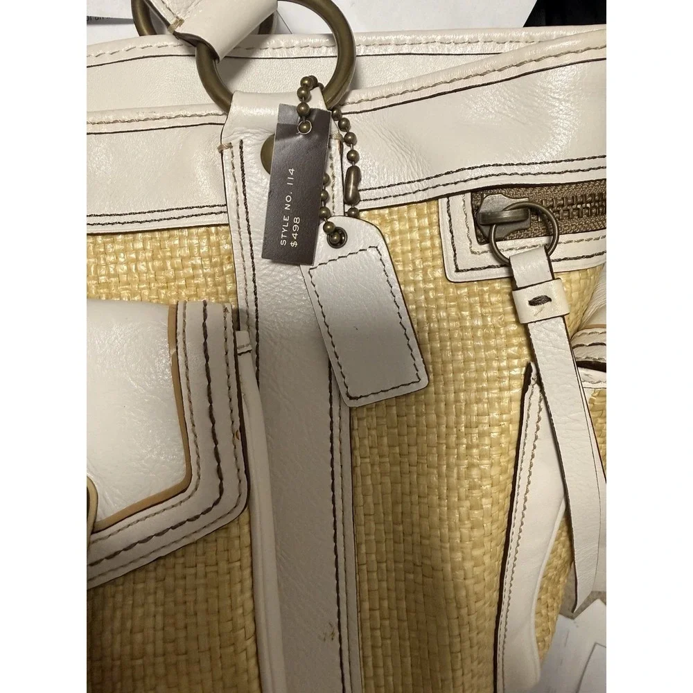 Y2k Coach Legacy  Woven Tote Zip Top Buckle Accent Inner/Outer Pockets Gold